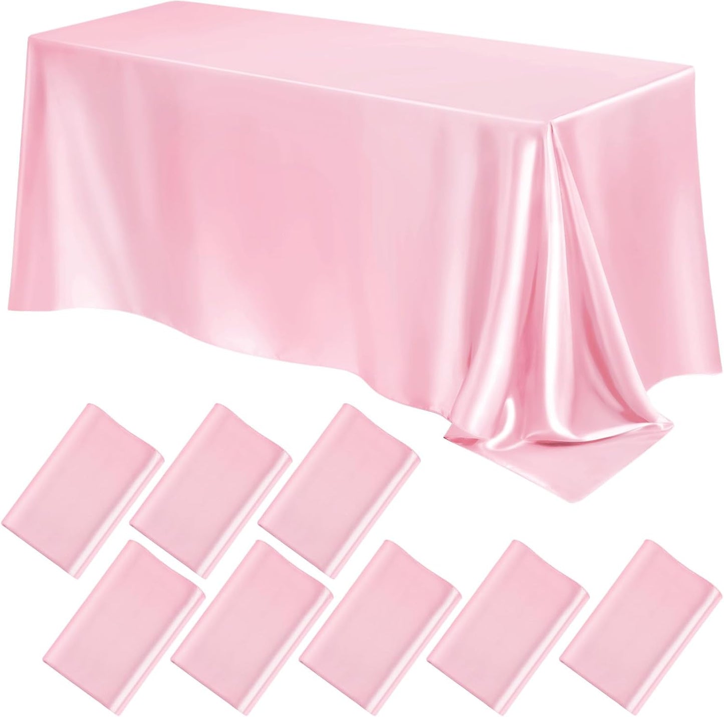 90" LT PINK - Satin Tablecloth for Wedding Dinning Event Parties Banquet Holiday Decoration Square Rectangle Table Cover