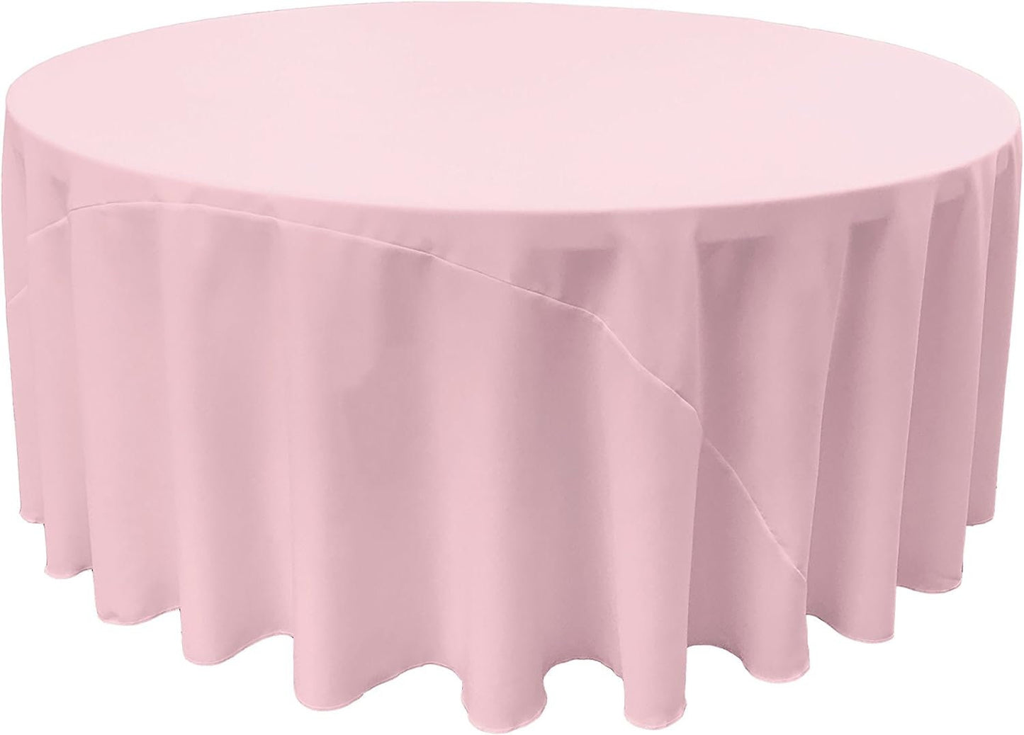LT PINK - Polyester Poplin Washable Round Tablecloth, Stain Wrinkle Resistant Table Cover 120", Fabric Table Cloth Dinning, Kitchen, Party