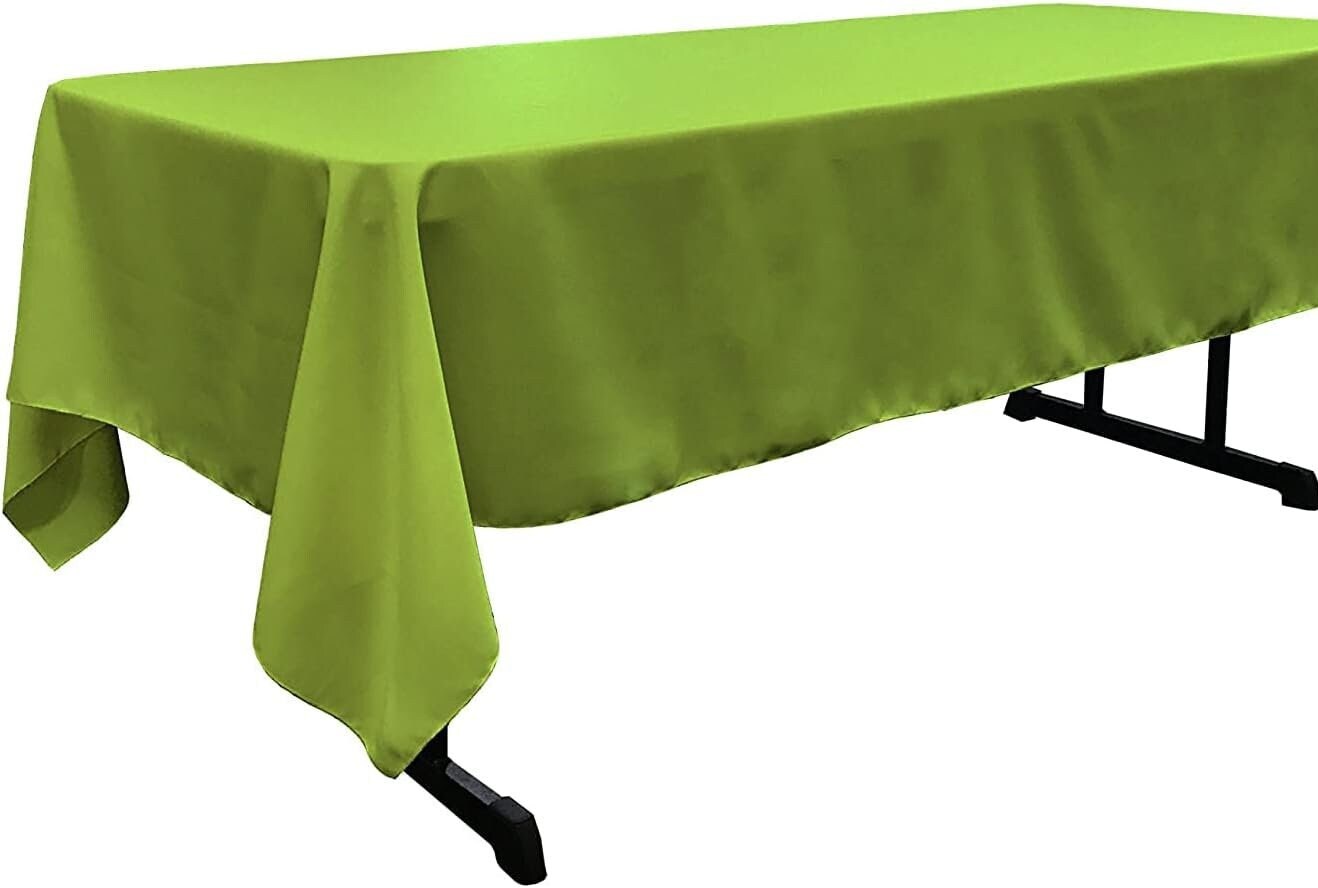 LIME -Polyester Poplin Washable Rectangular Tablecloth, Stain Wrinkle Resistant Table Cover Fabric Table Cloth for Dinning, Kitchen,Party