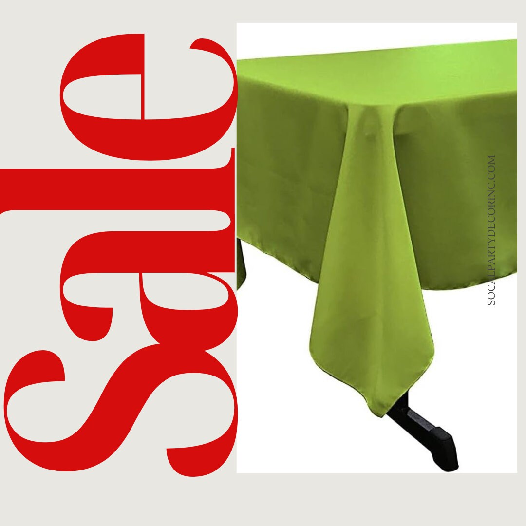 LIME -Polyester Poplin Washable Rectangular Tablecloth, Stain Wrinkle Resistant Table Cover Fabric Table Cloth for Dinning, Kitchen,Party