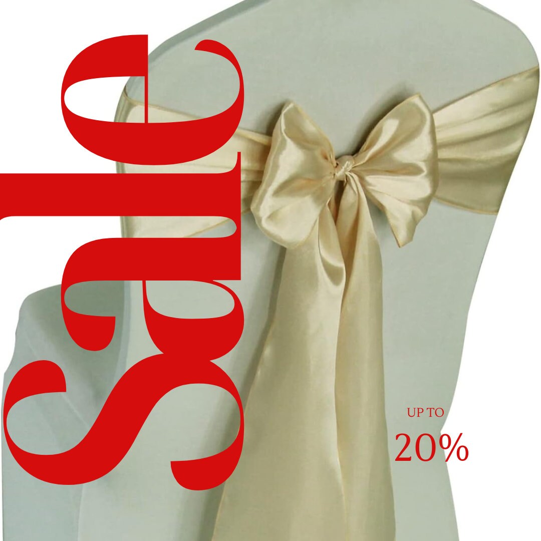 CHAMPAGNE - SATIN Chair Sashes Bows for Wedding Reception Event Banquets Chair Decoration, Dinning Chair Cover Sash Ribbon Tie Back Supplies