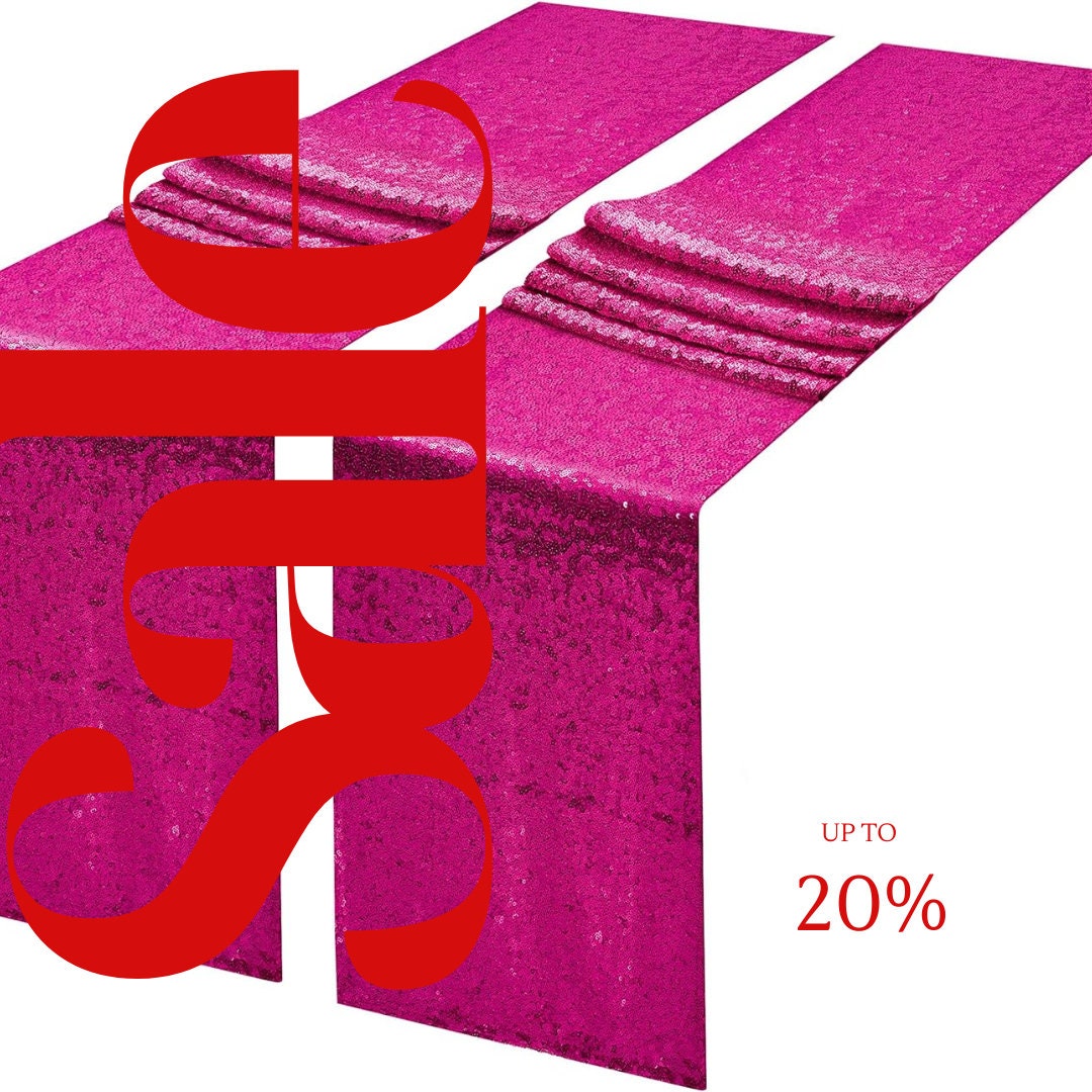 SEQUIN - MAGENTA - 12" Wide Wedding & Party Decoration Table Runner ( 12" Wide x 90" Long) 1 PC. Sequin Table Runner Glitter Dining Table