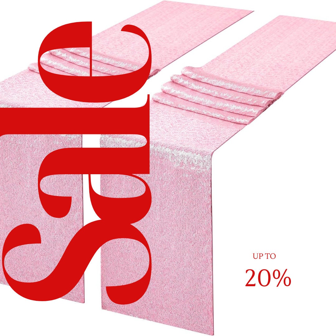 SEQUIN - LTPINK - 12" Wide Wedding & Party Decoration Table Runner ( 12" Wide x 90" Long) 1 PC. Sequin Table Runner Glitter Dining Table