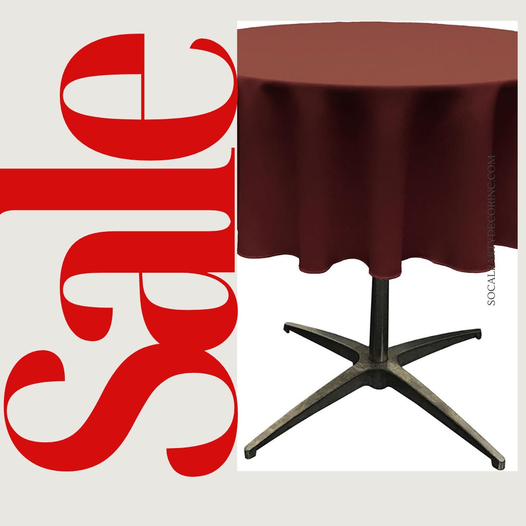 BURGUNDY - Polyester Poplin Washable Round Tablecloth, Wrinkle Resistant Table Cover Fabric Table Cloth for Dinning, Kitchen, Party,Holiday