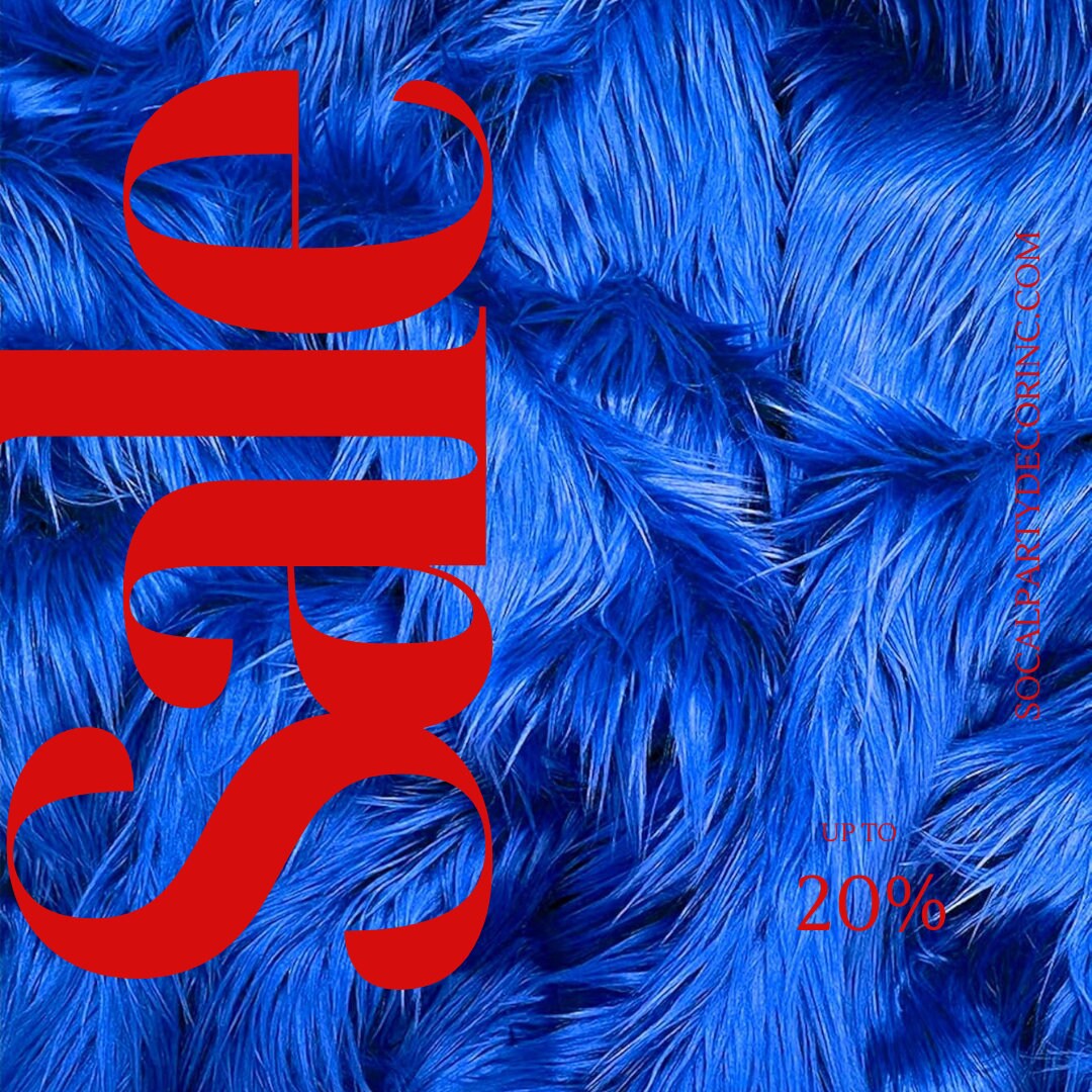 ROYAL BLUE - Shaggy Long Pile Faux Fur Fabric By The Yard | Faux Fur | High Quality Ultra Soft Fur Fabric By Yard.
