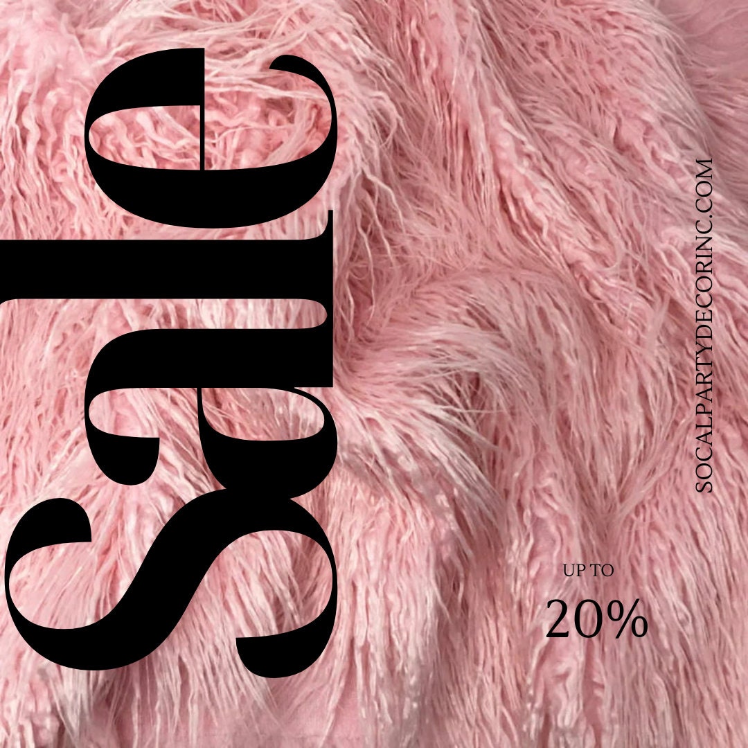 PINK - Mongolian Long Pile Faux Fur Fabric By The Yard | Faux Fur | High Quality Fur Fabric By Yard.
