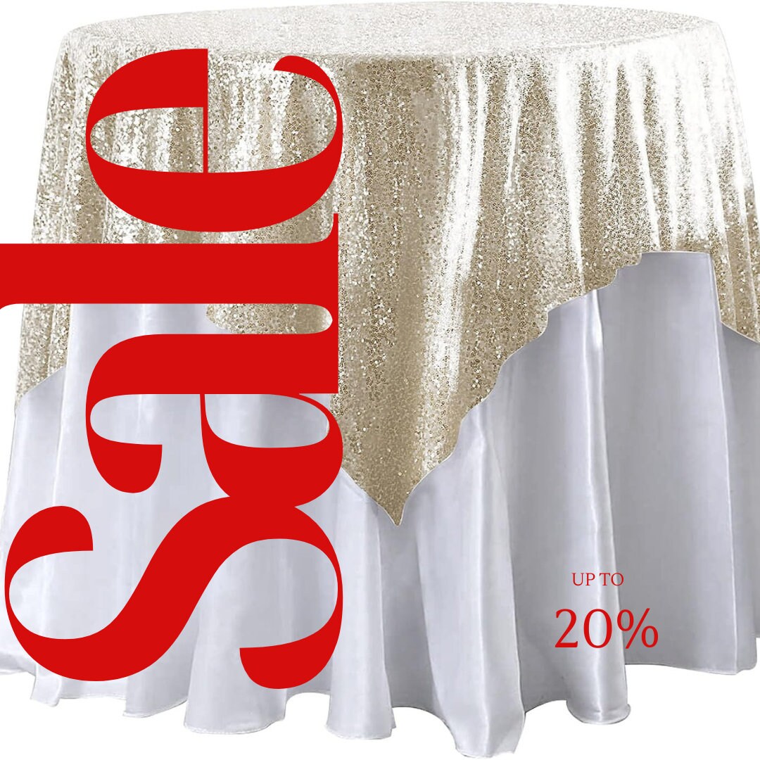 SEQUIN - Sequin Tablecloth - CHAMPAGNE - Sequin Overlay Glitter Table Cover Dinning Table Linen for Party Event Decoration Birthday.