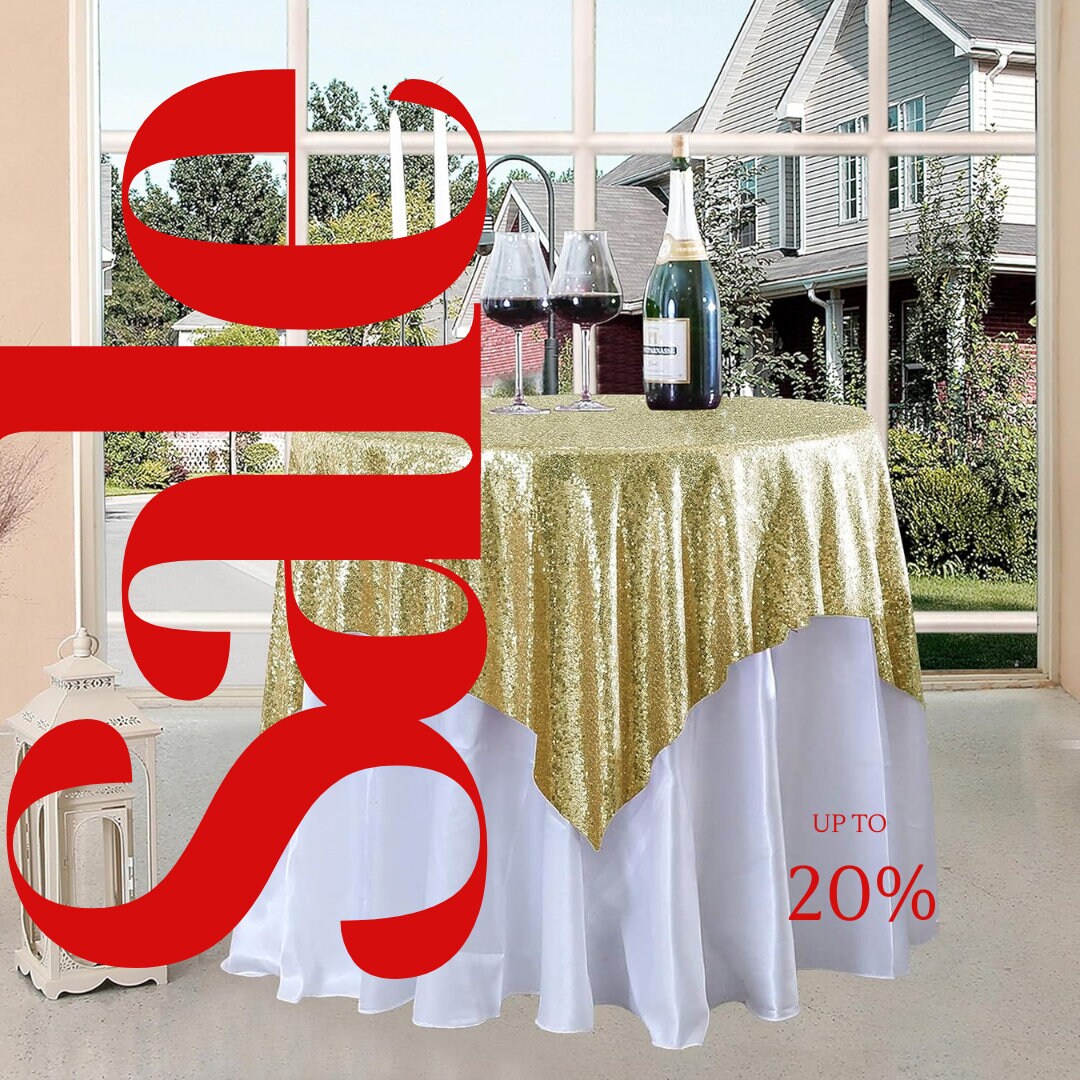 SEQUIN - Sequin Tablecloth - CHAMPAGNE - Sequin Overlay Glitter Table Cover Dinning Table Linen for Party Event Decoration Birthday.