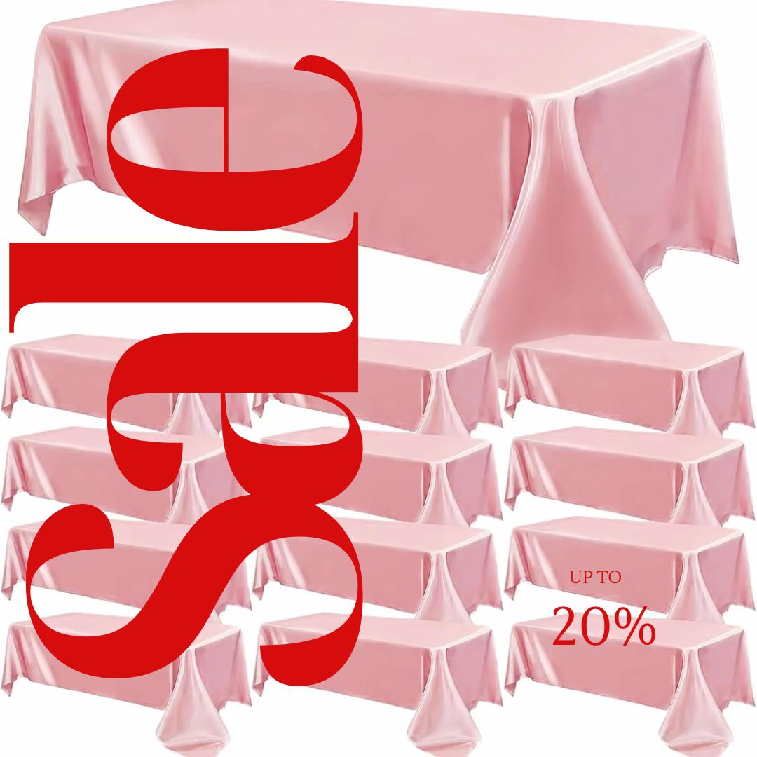 ROSE GOLD - 12 PACK - Tablecloth Satin Tablecloth Wedding Rectangle Tablecloth Smooth Fabric Overlay Cover for Wedding Banquet Party Events