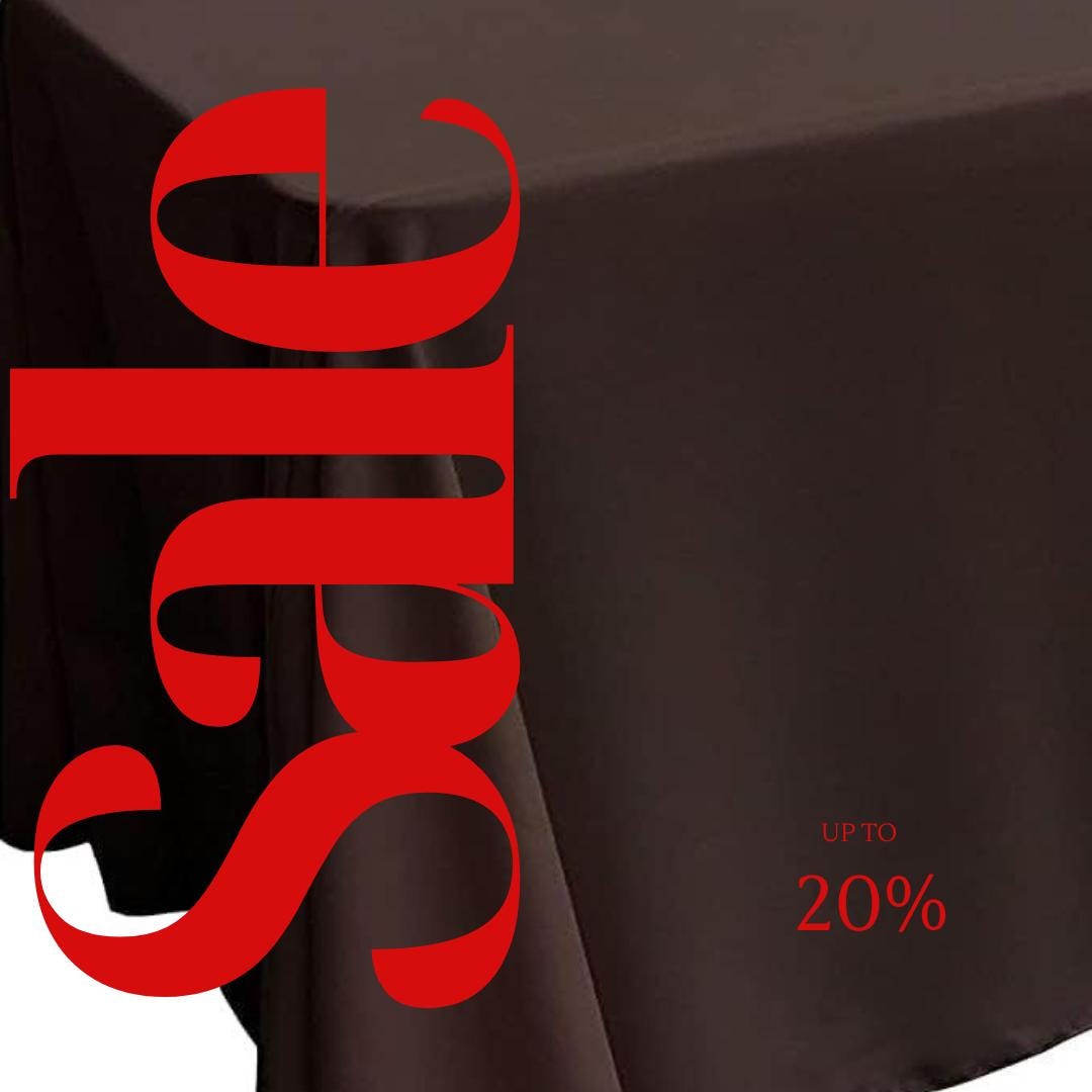 BROWN - Polyester Poplin Washable Rectangular Tablecloth, Table Cover Fabric Cloth for Dinning, Kitchen, Party. Choose Size Below