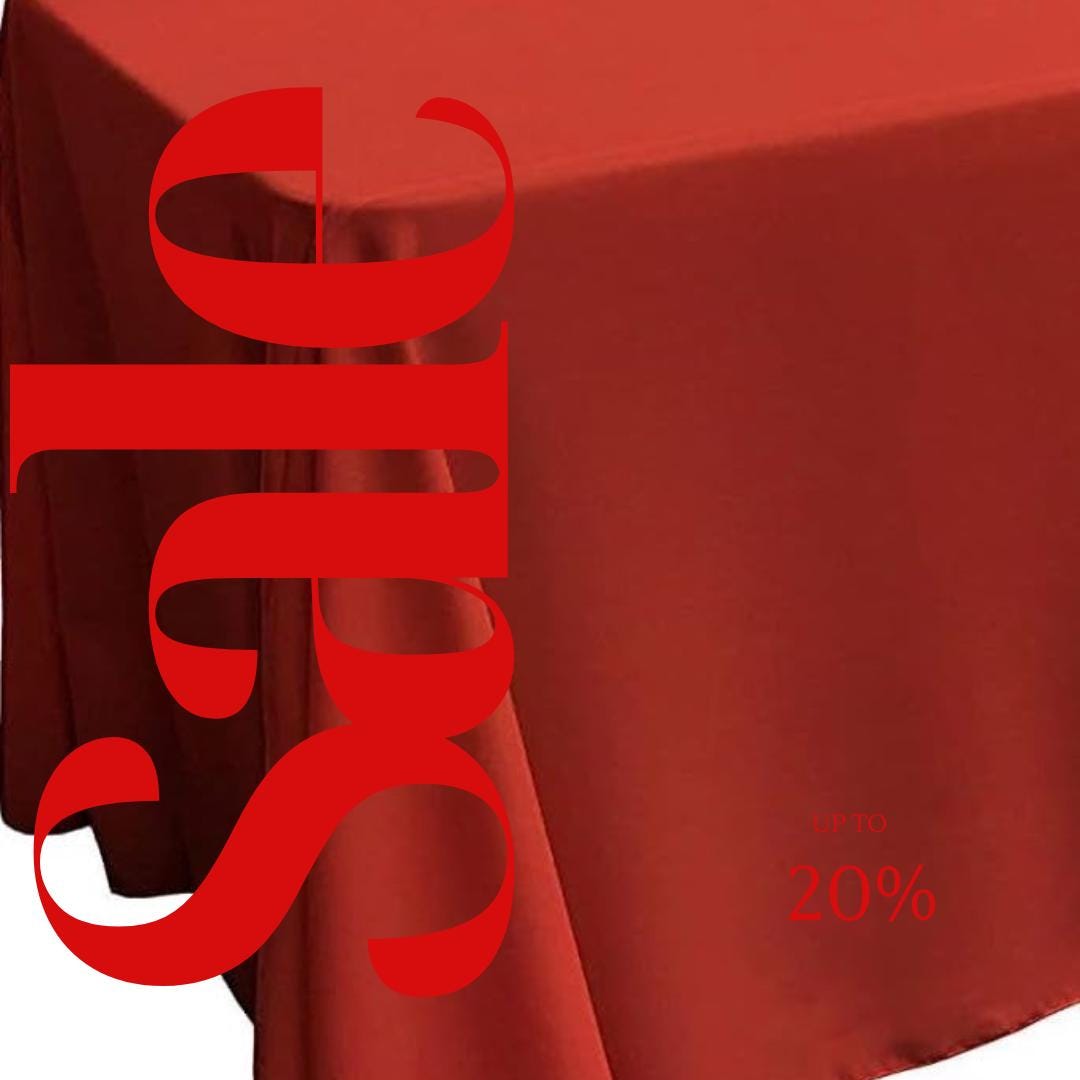 RED - Polyester Poplin Washable Rectangular Tablecloth, Table Cover Fabric Cloth for Dinning, Kitchen, Party. Choose Size Below
