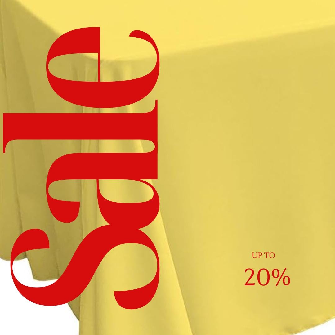 LT YELLOW - Polyester Poplin Washable Rectangular Tablecloth, Table Cover Fabric Cloth for Dinning, Kitchen, Party. Choose Size Below