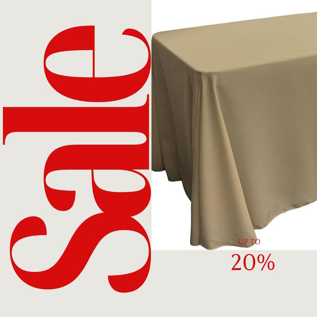 TAUPE - Polyester Poplin Washable Rectangular Tablecloth, Table Cover Fabric Cloth for Dinning, Kitchen, Party. Choose Size Below