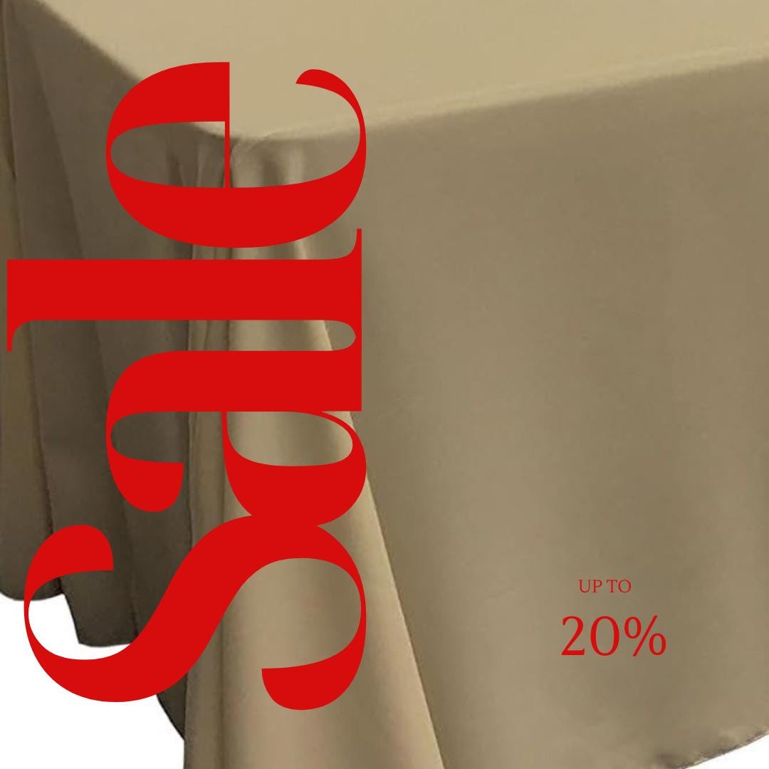 TAUPE - Polyester Poplin Washable Rectangular Tablecloth, Table Cover Fabric Cloth for Dinning, Kitchen, Party. Choose Size Below