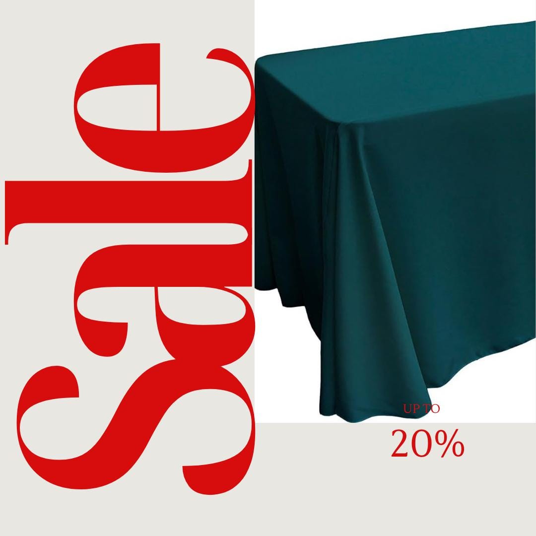 TEAL - Polyester Poplin Washable Rectangular Tablecloth, Table Cover Fabric Cloth for Dinning, Kitchen, Party. Choose Size Below