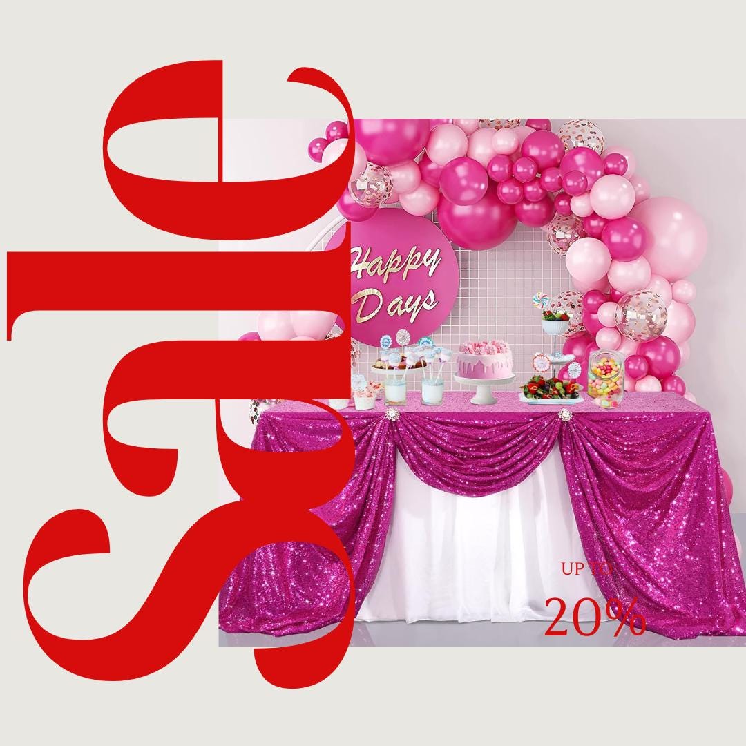 SEQUIN - Sequin Tablecloth - FUCHSIA - Table Overlay Rainbow Table Cloths With Seams tablecloth Sparkly Wedding Party Decorations.