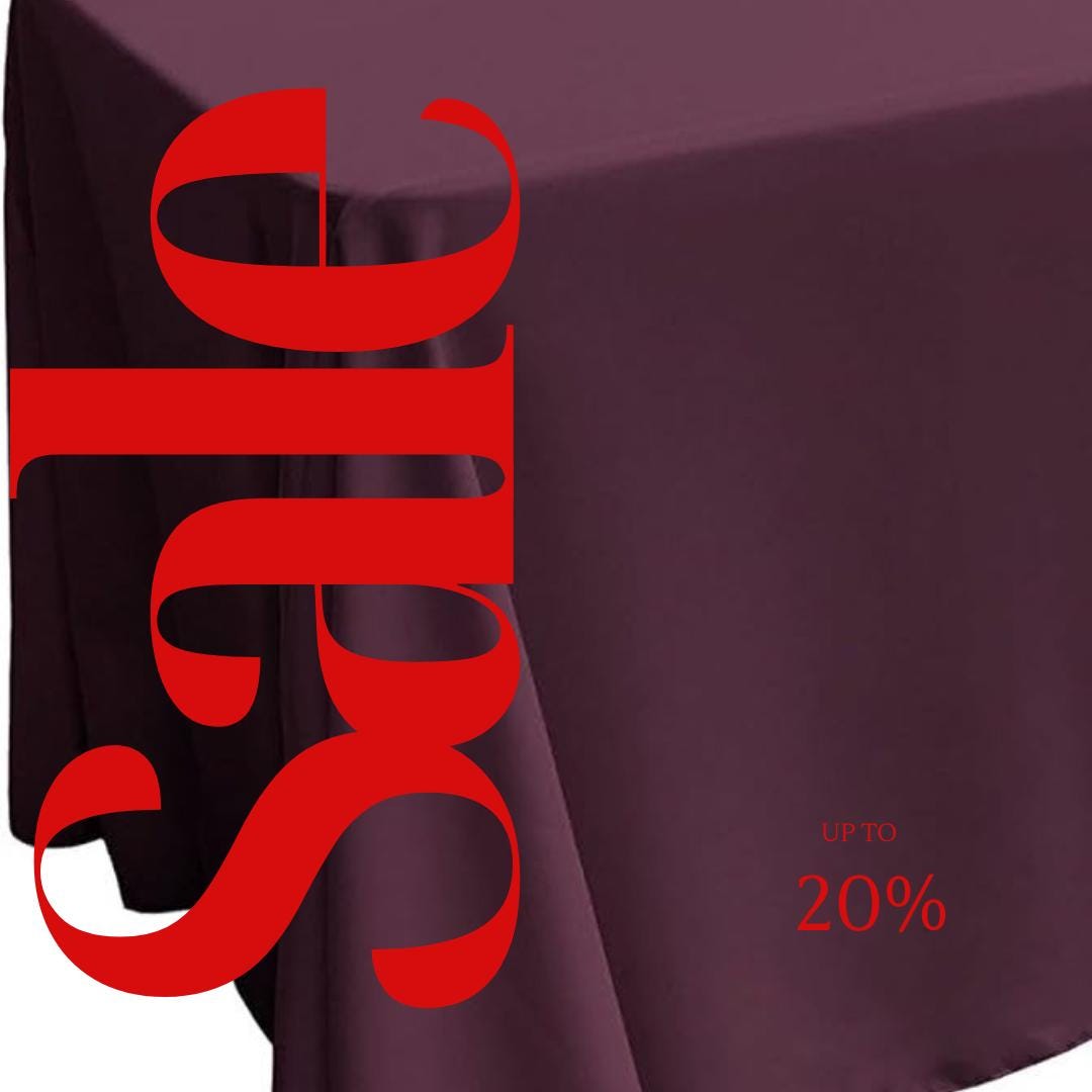 EGGPLANT - Polyester Poplin Washable Rectangular Tablecloth, Table Cover Fabric Cloth for Dinning, Kitchen, Party. Choose Size Below