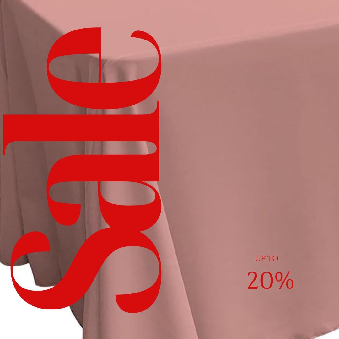 DUSTY ROSE - Polyester Poplin Washable Rectangular Tablecloth, Table Cover Fabric Cloth for Dinning, Kitchen, Party. Choose Size Below