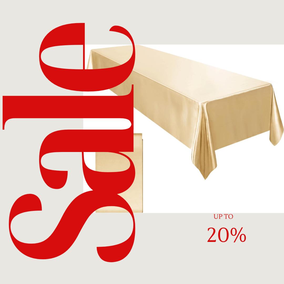 CHAMPAGNE - SATIN - Rectangular Table Cover Bright Tablecloth Smooth Fabric Table Decoration for Wedding Banquet Party Events,