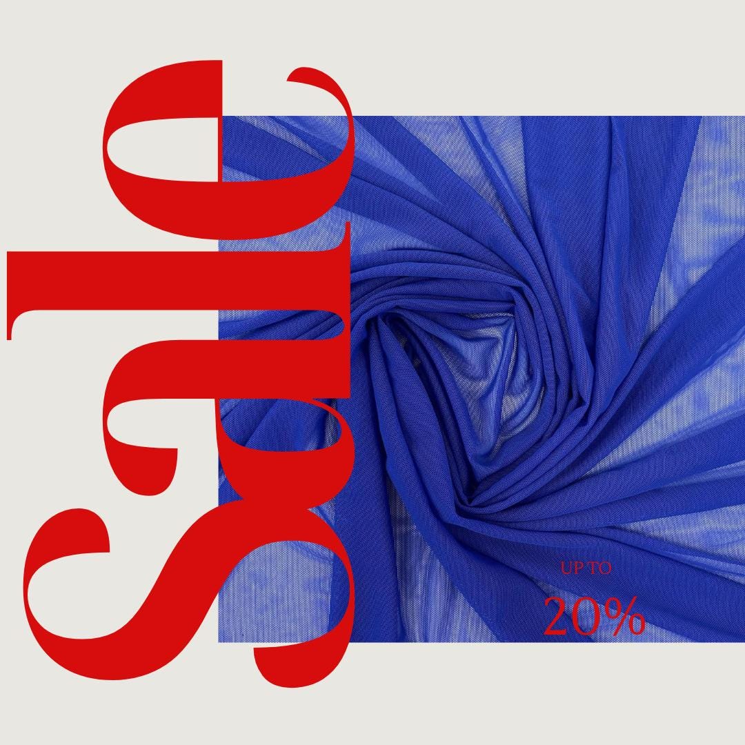 Power Mesh Fabric - ROYAL BLUE - Nylon Lycra Spandex 4 Way Stretch Fabric 58"/60" By Yard.