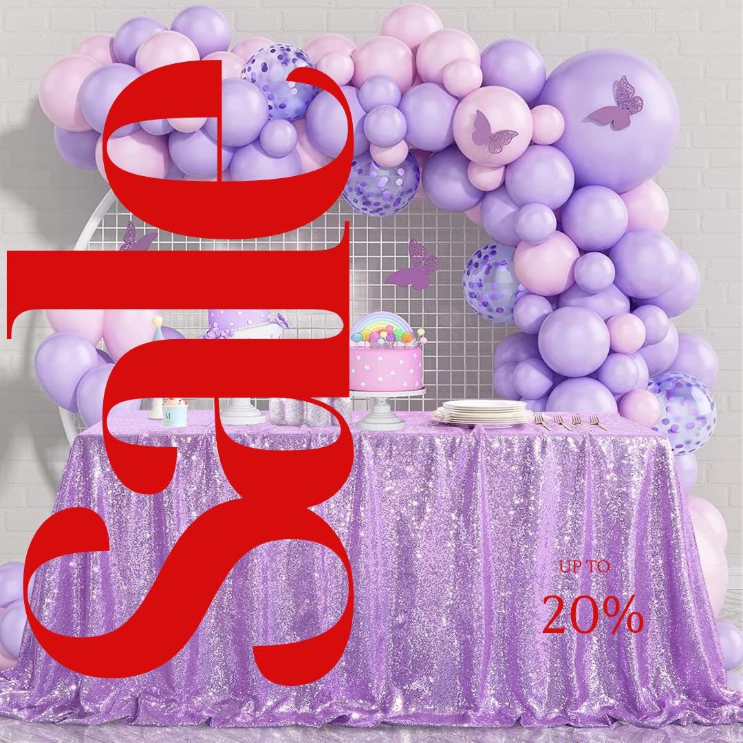 SEQUIN - Sequin Tablecloth - LILAC - Table Overlay Rainbow Table Cloths With Seams tablecloth Sparkly Wedding Party Decorations.