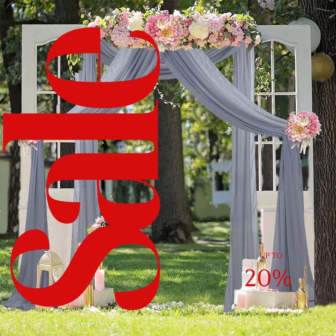 GRAY - Wedding Arch Draping Fabric 4 Panels 28" x 21 Ft Wedding Arch Drapes for Ceremony Chiffon Fabric Drapes Arbor Drapery Wedding