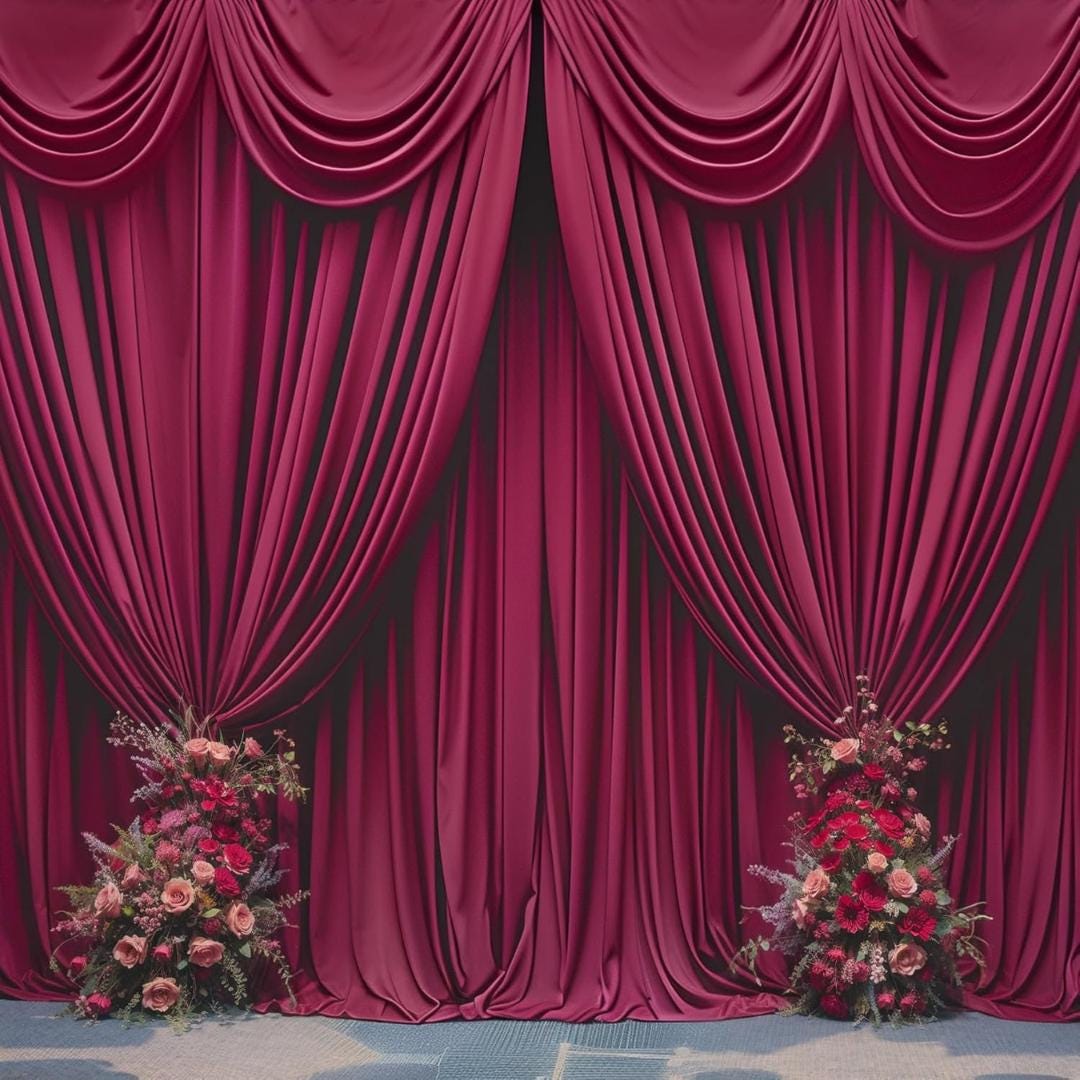BURGUNDY - Wrinkle Free Backdrop Curtains for Parties - 10 Panels 5x10ft Silky Interlock Backdrop for Weddings Birthday Party Curtains