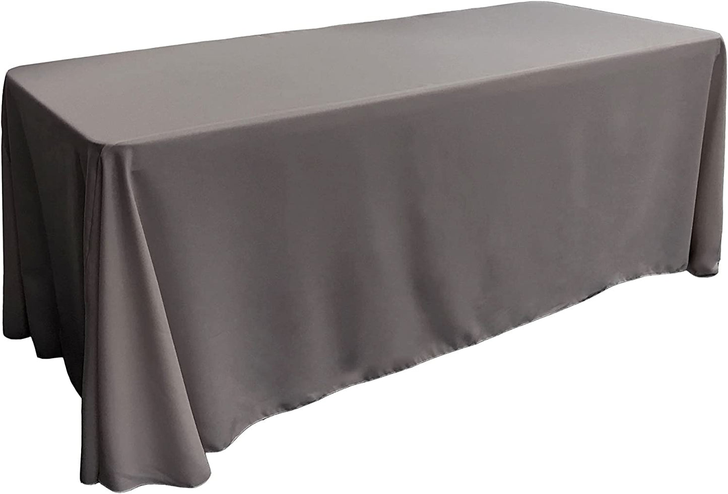 90" - CHARCOAL - Rectangular Polyester Poplin Washable Tablecloth, Stain and Wrinkle Resistant Table Cover Fabric Table Cloth for Dinning, Kitchen, Party
