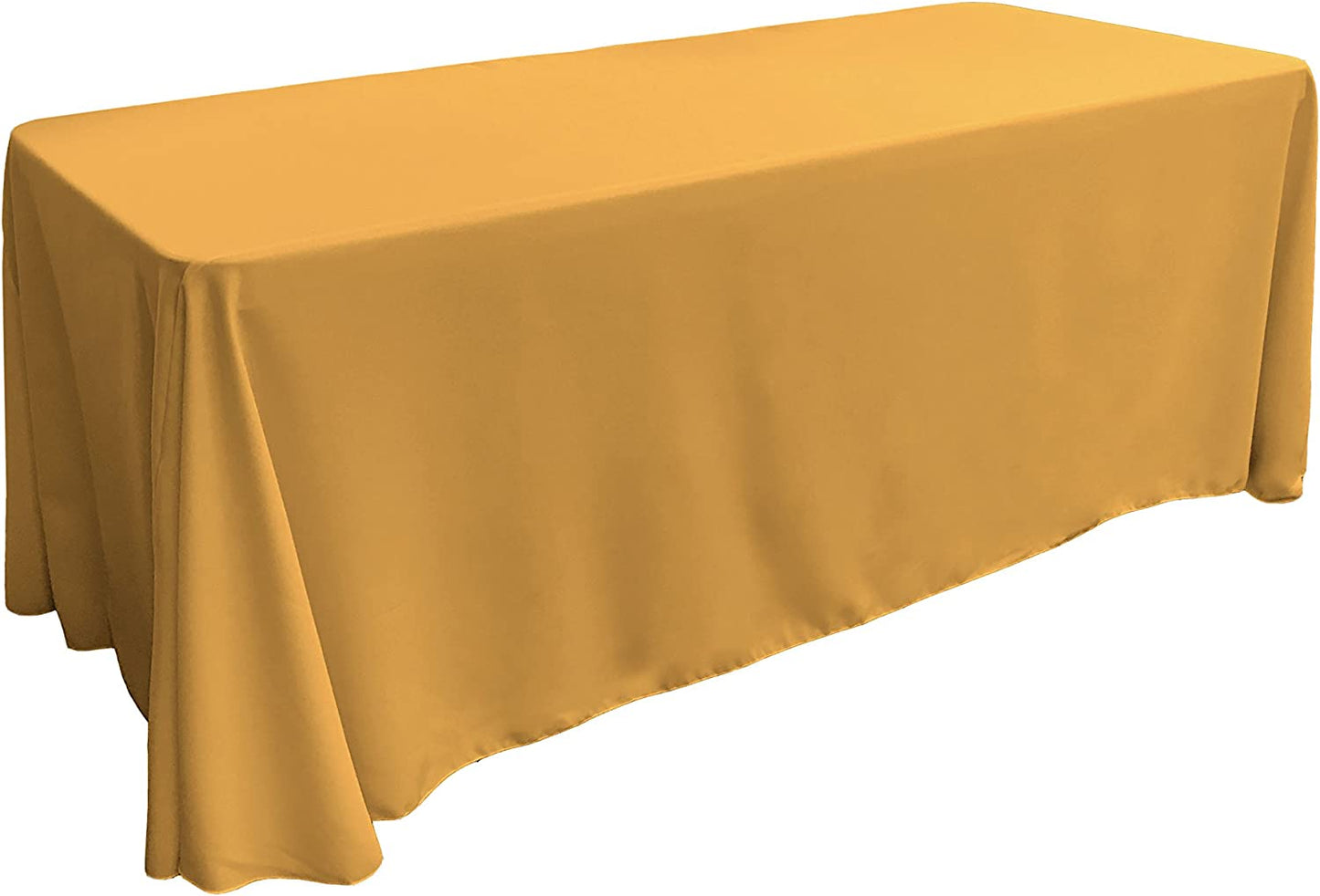 90" - GOLD - Rectangular Polyester Poplin Washable Tablecloth, Stain and Wrinkle Resistant Table Cover Fabric Table Cloth for Dinning, Kitchen, Party