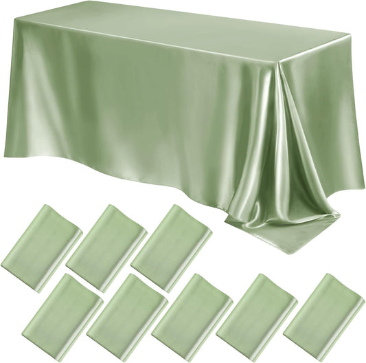 90" SAGE - Satin Tablecloth for Wedding Dinning Event Parties Banquet Holiday Decoration Square Rectangle Table Cover