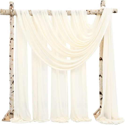 Backdrop Chiffon Curtains 20' x 20' Ft - IVORY - 4 Panels Chiffon Backdrop Curtain Sheer Curtains Wedding Arch Draping Fabric for Parties