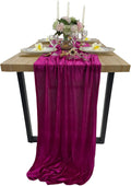20" x 120"  FUCHSIA - Luxurious Stretch Velvet Table Runner, 10ft Wedding Reception Decorations Soft Velvet Fabric, Table Linen & Wedding Runners