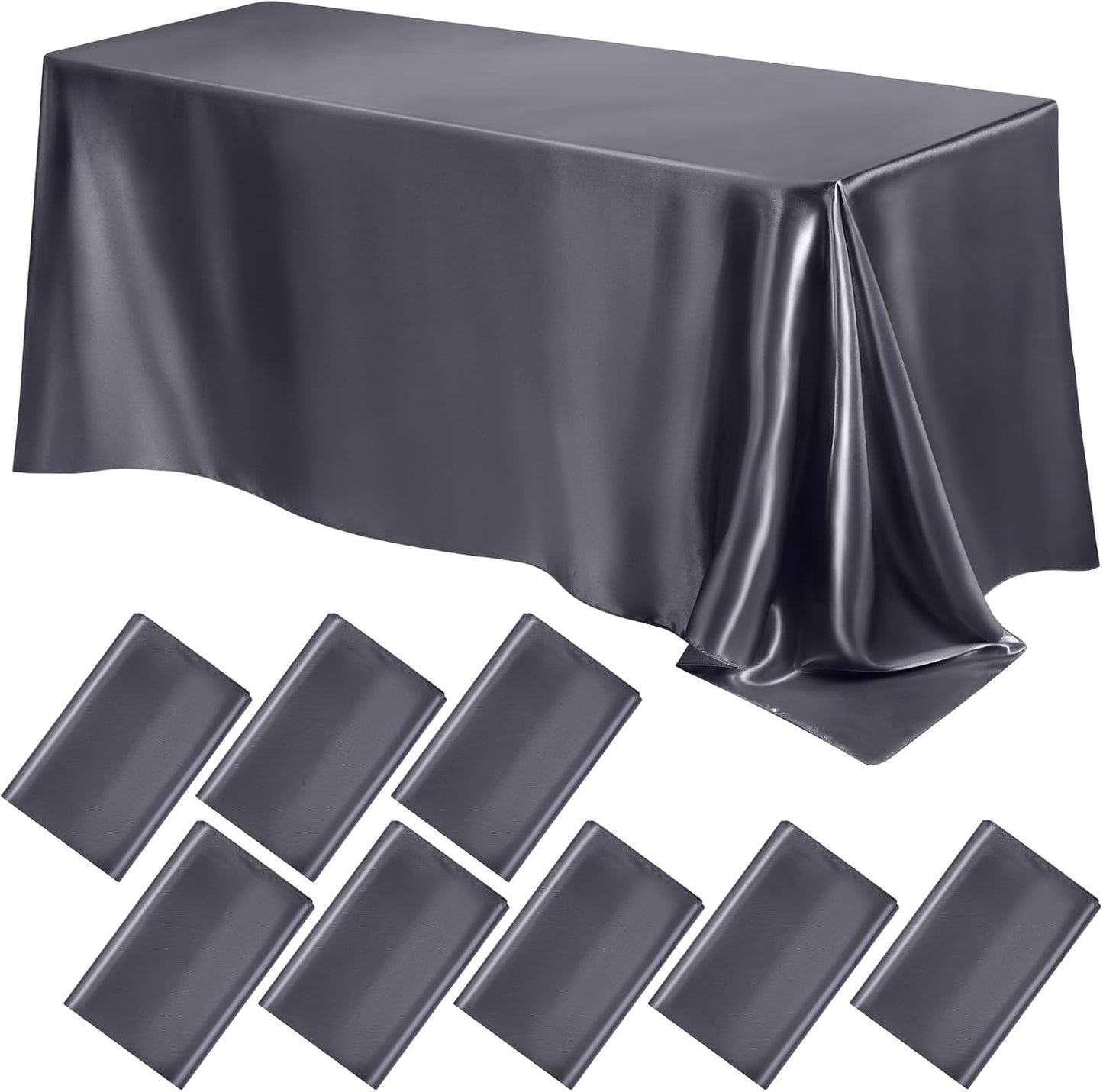 90" CHARCOAL - Satin Tablecloth for Wedding Dinning Event Parties Banquet Holiday Decoration Square Rectangle Table Cover
