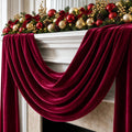 BURGUNDY - 2 Panels 28" x 10 Ft Luxury Velvet Christmas Decor Fireplace Mantel Drape Fabric for Ceremony Velvet Drapery Holiday Arch