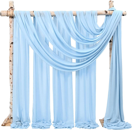 Backdrop Chiffon Curtains 20' x 20' Ft - LT BLUE - 4 Panels Chiffon Backdrop Curtain Sheer Curtains Wedding Arch Draping Fabric for Parties