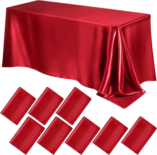 90" DK RED - Satin Tablecloth for Wedding Dinning Event Parties Banquet Holiday Decoration Square Rectangle Table Cover (Copy)