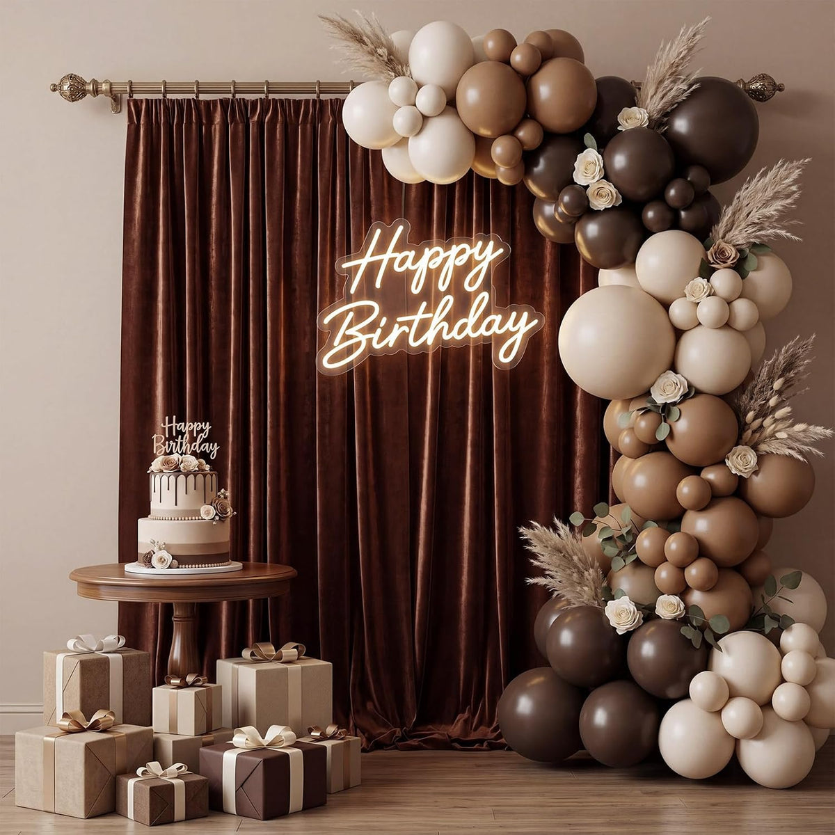 10Ft x 10Ft - Brown - Luxury Velvet Wrinkle Free Backdrop Curtains for Parties - 2 Panels 5x10ft for Weddings Birthday Party Curtains