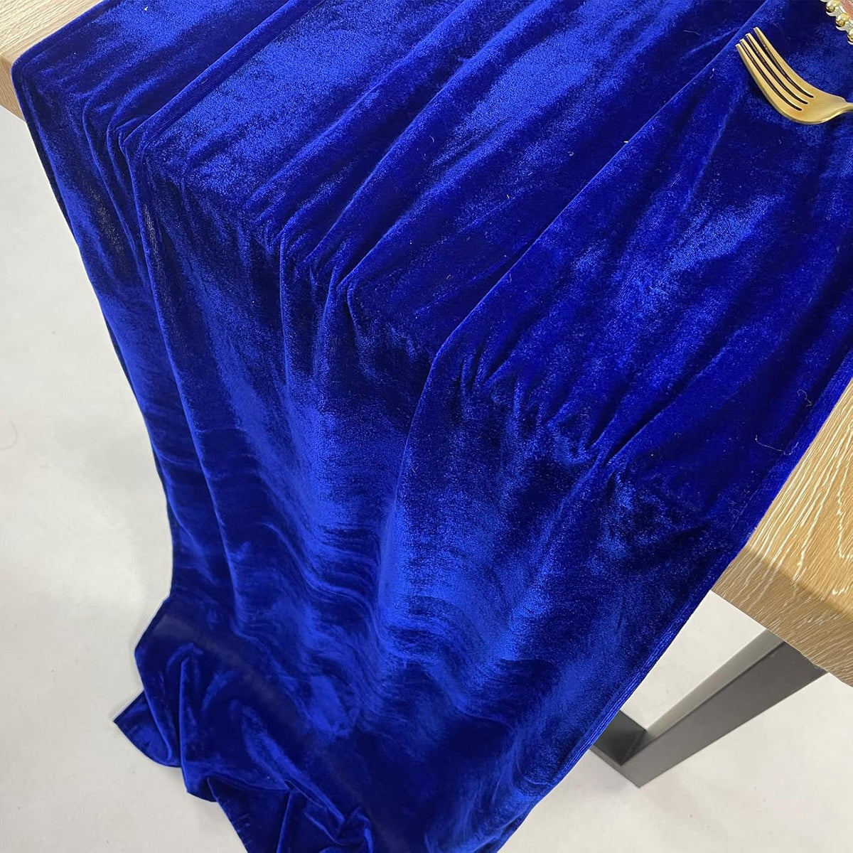 20" x 120"  ROYAL BLUE - Luxurious Stretch Velvet Table Runner, 10ft Wedding Reception Decorations Soft Velvet Fabric, Table Linen & Wedding Runners