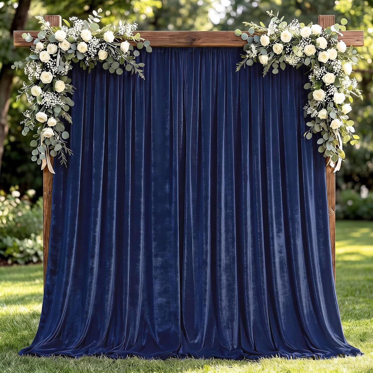 10Ft x 10Ft - Navy - Luxury Velvet Wrinkle Free Backdrop Curtains for Parties - 2 Panels 5x10ft for Weddings Birthday Party Curtains