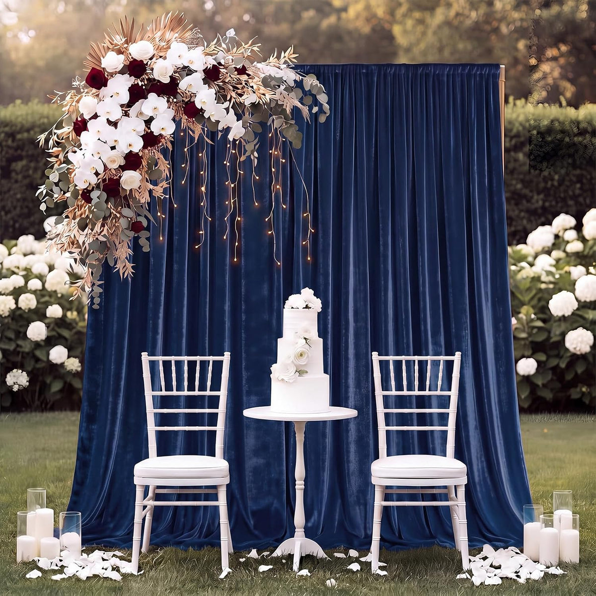 10Ft x 10Ft - Navy - Luxury Velvet Wrinkle Free Backdrop Curtains for Parties - 2 Panels 5x10ft for Weddings Birthday Party Curtains