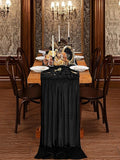 20" x 120"  BLACK  - Luxurious Stretch Velvet Table Runner, 10ft Wedding Reception Decorations Soft Velvet Fabric, Table Linen & Wedding Runners