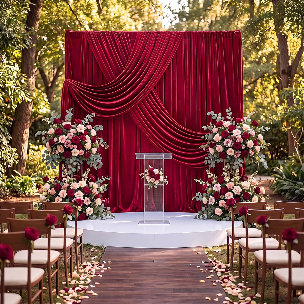 10Ft x 10Ft - Red - Luxury Velvet Wrinkle Free Backdrop Curtains for Parties - 2 Panels 5x10ft for Weddings Birthday Party Curtains