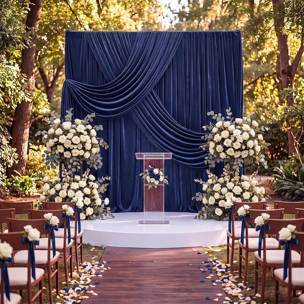 10Ft x 10Ft - Navy - Luxury Velvet Wrinkle Free Backdrop Curtains for Parties - 2 Panels 5x10ft for Weddings Birthday Party Curtains