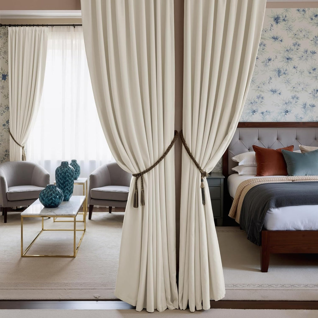 10Ft x 10Ft - Ivory - Royal Velvet Luxury Backdrop Curtains for Home & Parties - 2 Panels 5x10ft for Weddings Birthday Party Curtains