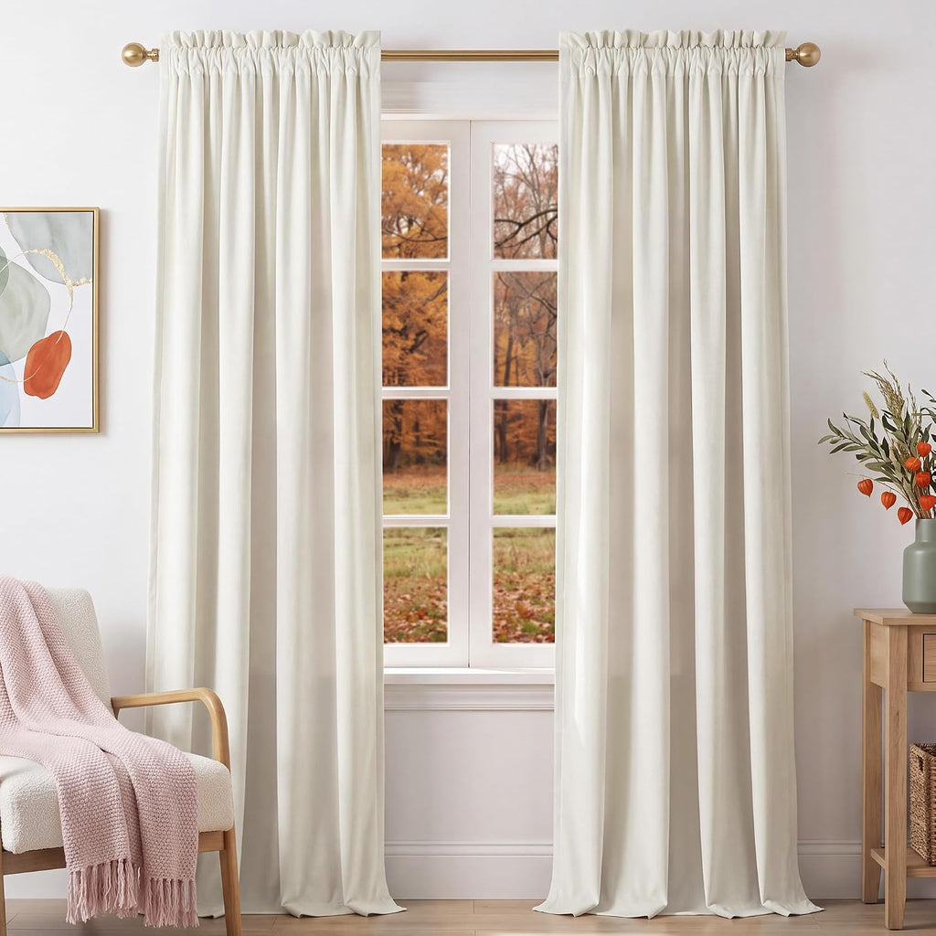 10Ft x 10Ft - Ivory - Royal Velvet Luxury Backdrop Curtains for Home & Parties - 2 Panels 5x10ft for Weddings Birthday Party Curtains