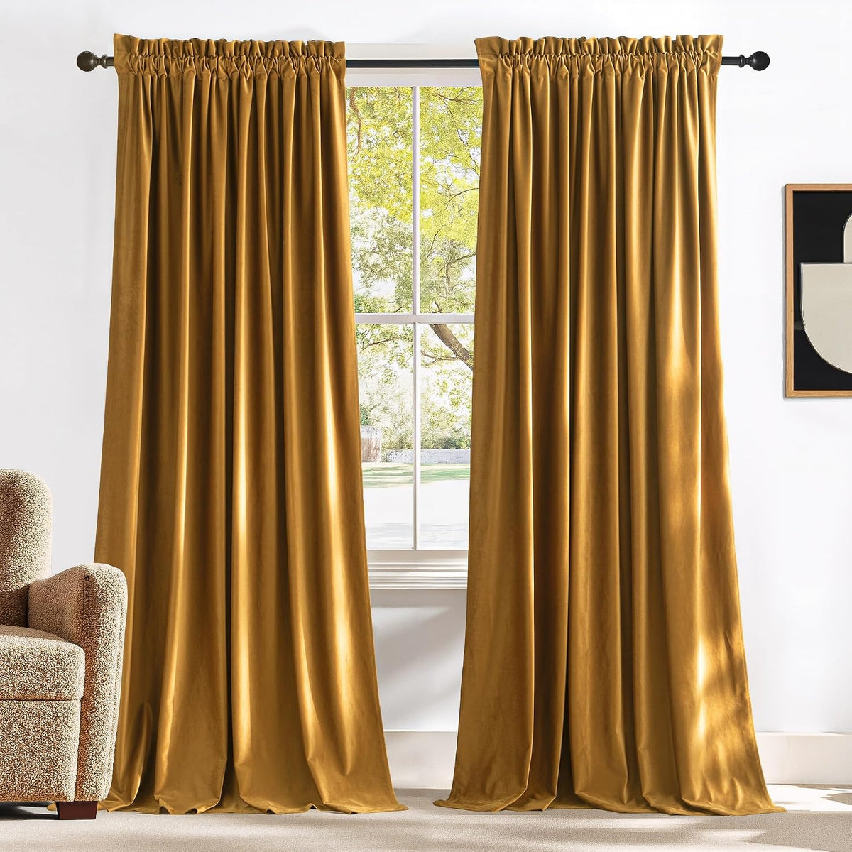 10Ft x 10Ft - Gold - Royal Velvet Luxury Backdrop Curtains for Home & Parties - 2 Panels 5x10ft for Weddings Birthday Party Curtains