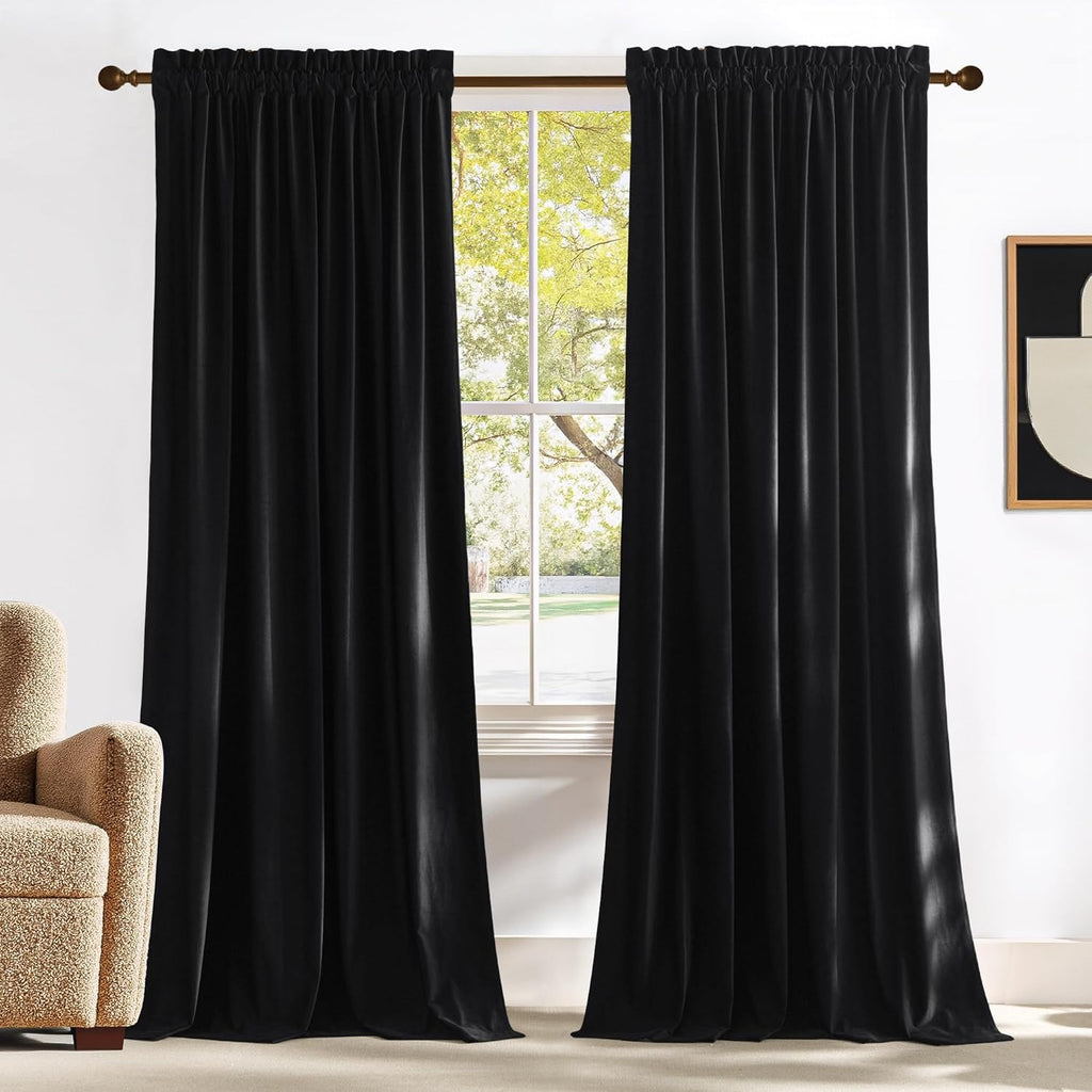 10Ft x 10Ft - Black - Royal Velvet Luxury Backdrop Curtains for Home & Parties - 2 Panels 5x10ft for Weddings Birthday Party Curtains
