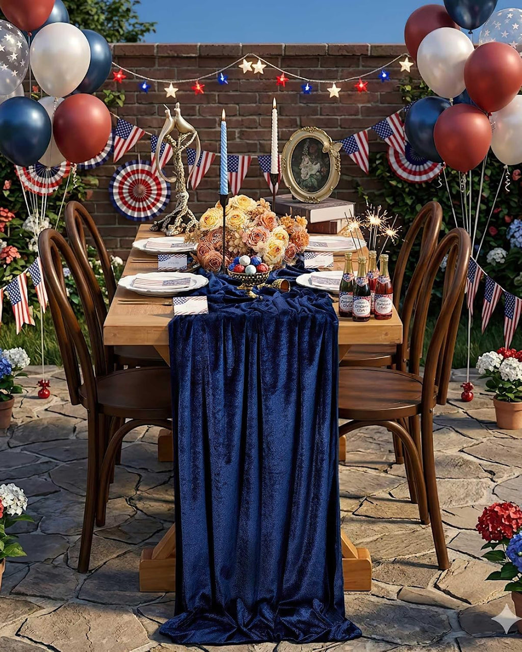 20" x 120"  NAVY - Luxurious Stretch Velvet Table Runner, 10ft Wedding Reception Decorations Soft Velvet Fabric, Table Linen & Wedding Runners