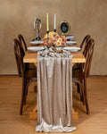 20" x 120"  CHAMPAGNE - Luxurious Stretch Velvet Table Runner, 10ft Wedding Reception Decorations Soft Velvet Fabric, Table Linen & Wedding Runners