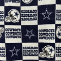 Dallas Cowboys Fleece Fabric by the Yard – (Helmet Toss, Star Print, Checkerboard, Allover Script, Plaid) – NFL Football
